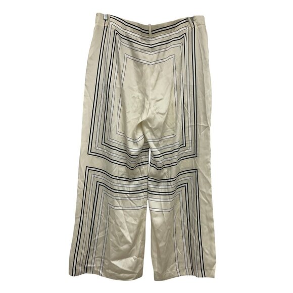 Zara Womens Pants Trouser XXL Ecru Geometric Printed Satin Effect 2761/027 NWT - Picture 4 of 16